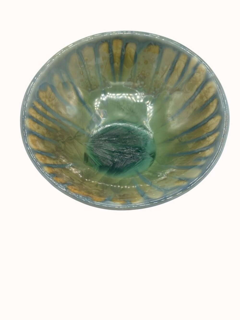 Edgecomb Potters Crystalline Studio Pottery Trinket Dish / Bowl 4 in Blue Green